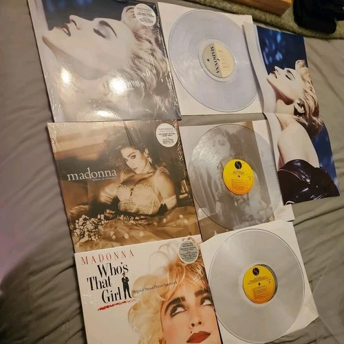 Madonna  3 x LP Crystal Clear Vinyl Lot Like A Virgin True Blue Who’s That Girl