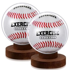 Vercraft 2 Sets Baseball Display Case Wood Base Baseball Holder Stand Box Rou...
