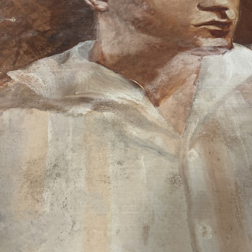 Antique Oil? Painting on Paper 1931 Brazilian Artist Edwiges Jacobusich- Boy - Picture 19 of 23
