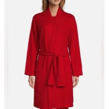 Van Winkle & Co Womens  XL 100% Cashmere Red Open Front Robe NWT