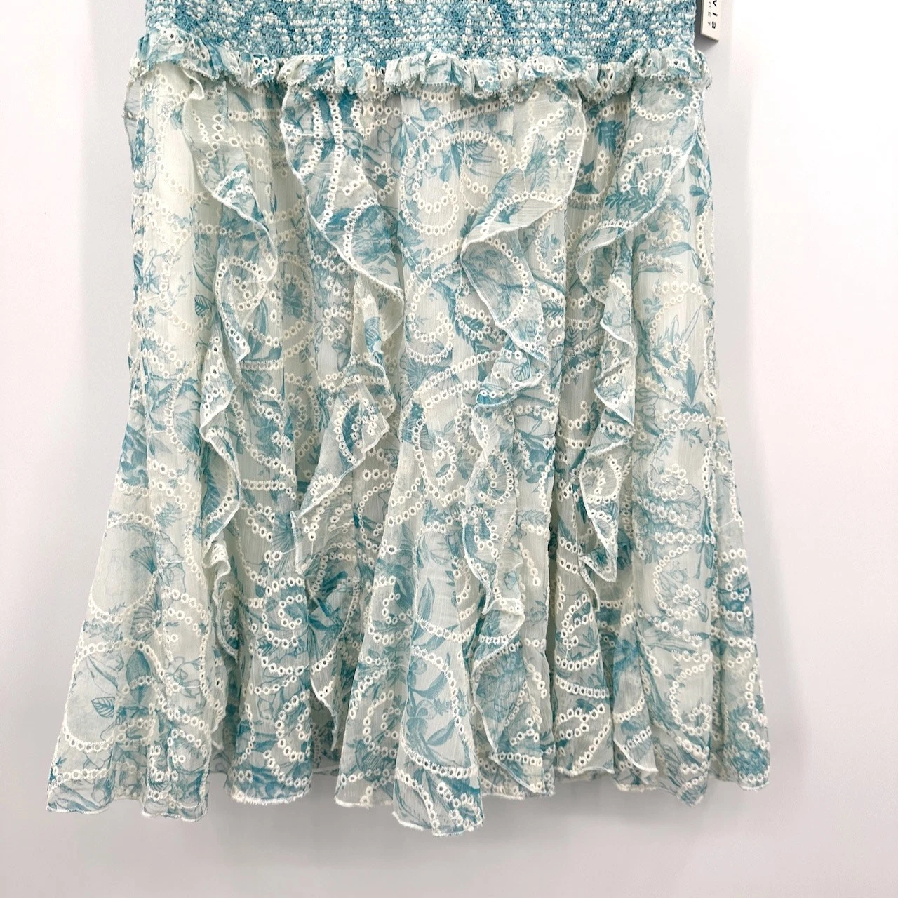 OFF WHITE ALICE + OLIVIA JOCELYN MINI ABITO SMOCKED FARFALLA ANTICA BIANCO SPORCO NUOVO CON ETICHETTE M