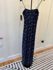 Wild Fable Navy Floral Maxi Dress S Women Sweetheart Spaghetti Strap Zip 645