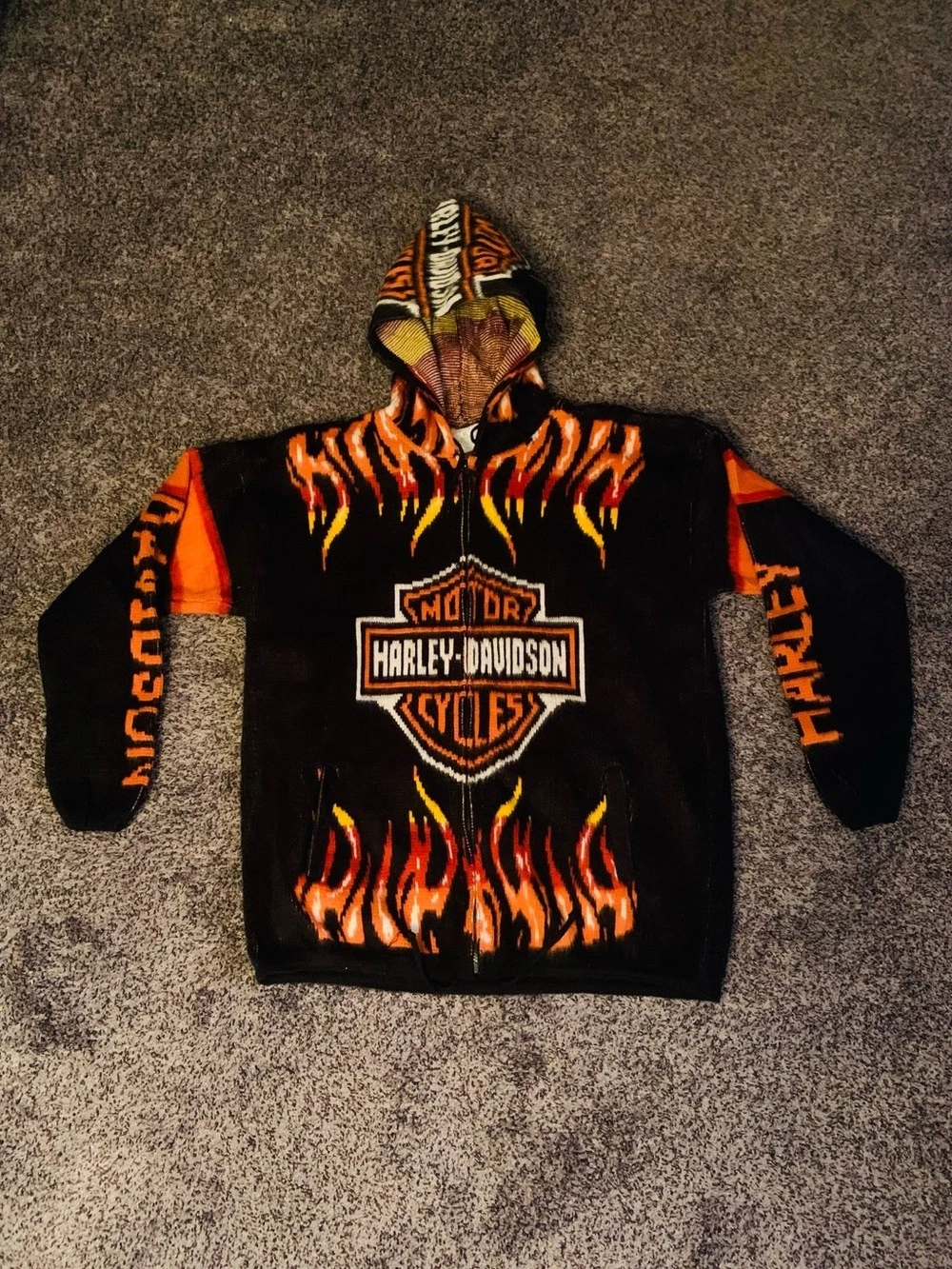 Reworked Vintage Harley Davidson Flame Hoodie/Jacket(Unisex,Never Worn Men’s image 7