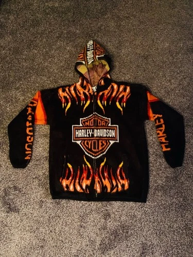 Reworked Vintage Harley Davidson Flame Hoodie/Jacket(Unisex,Never Worn Men’s image 7