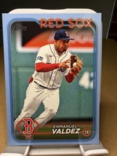 ENMANUEL VALDEZ 2024 Topps Series 1 FATHER'S DAY BLUE #'D 40/50 RED SOX #300 SP