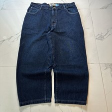 Vintage 90's Phys.Sci. Baggy Wide Leg Dark Wash Denim Jeans Size 38x30