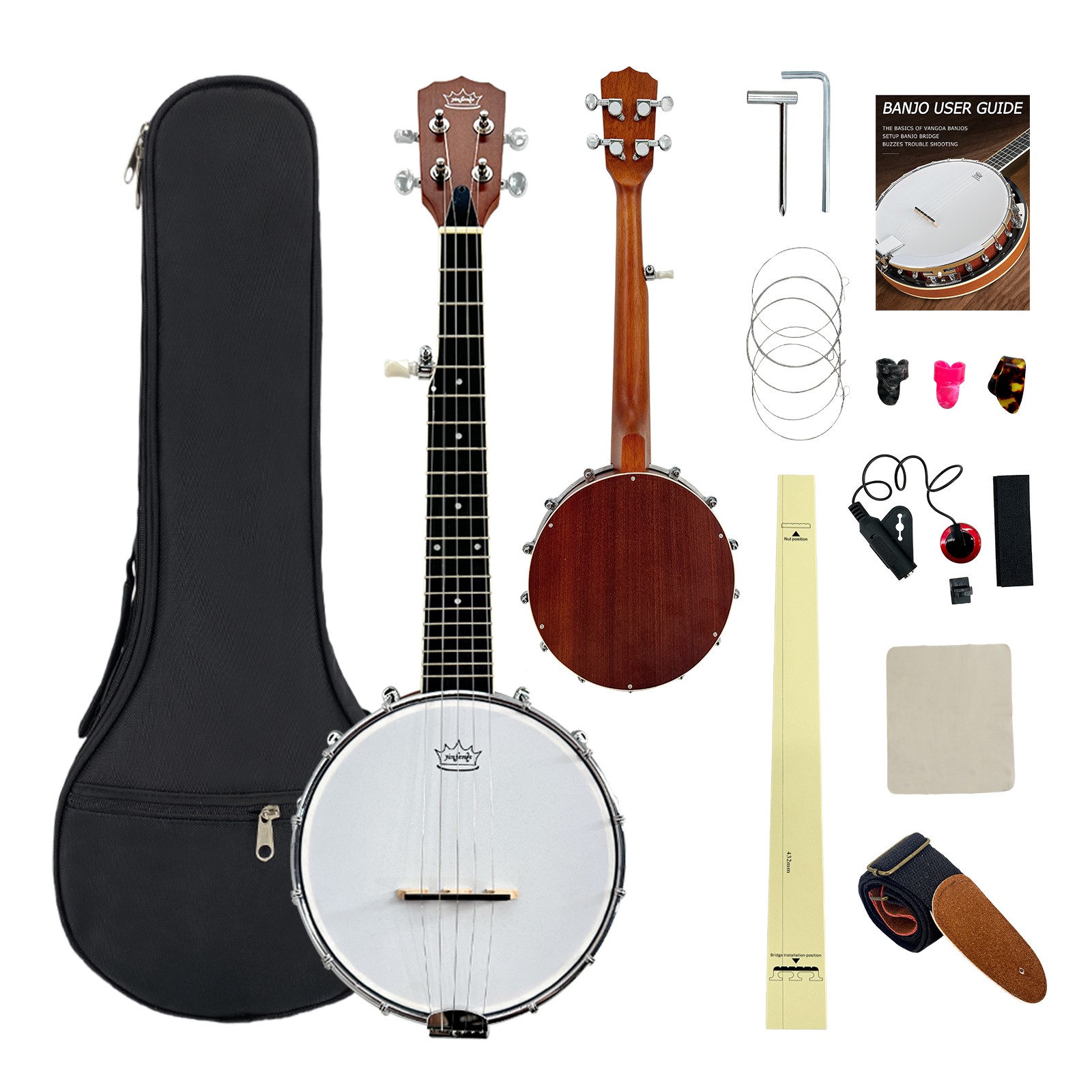 Banjo 5-strings 26-inch Sapele Portable Mini Banjo Ukulele Musical Instruments