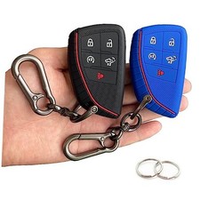 Key Fob Cover for 2022-2025 2026 Chevy Silverado 1500 GMC Black and Blue