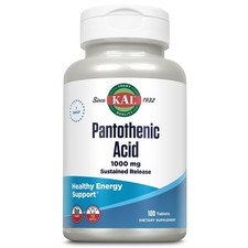 KAL Pantothenic Acid 1000mg, Sustained Release Vitamin 100 Count Pack of 1 