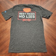 Wendy s "BEST FRIES NO LIES" NCAA Sponsorship Employee T-Shirt Small Barco Gray