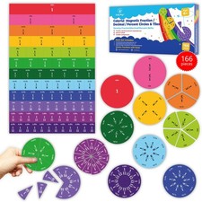 166 PCS Simply Magic Magnetic Fraction Tiles  Fraction Circles with Percentages