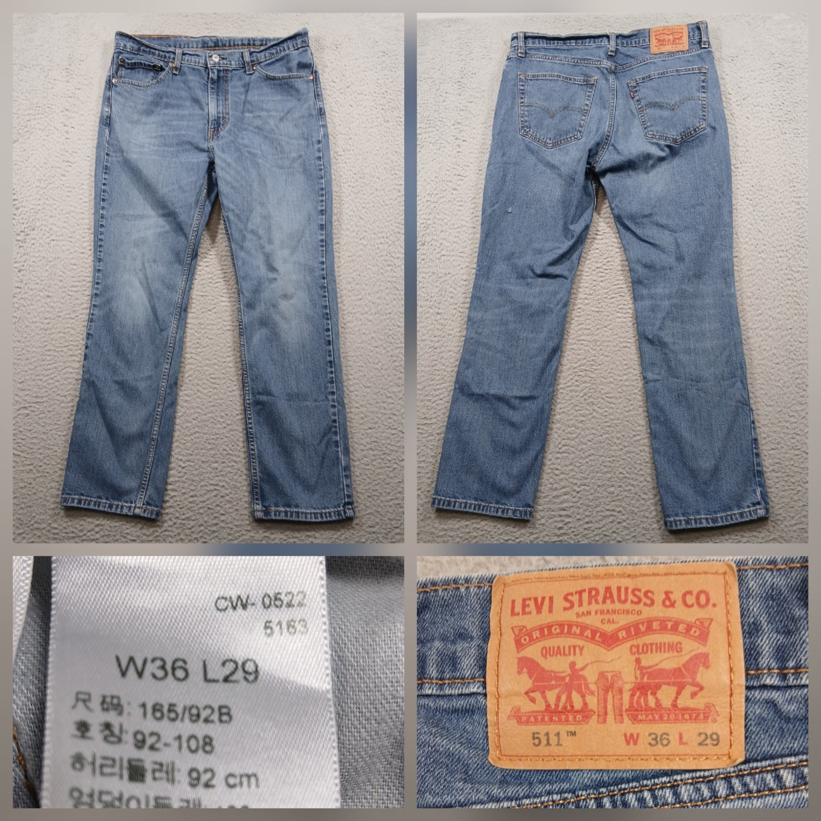 Mens 36x29 Medium Wash Blue Denim 04511-1907