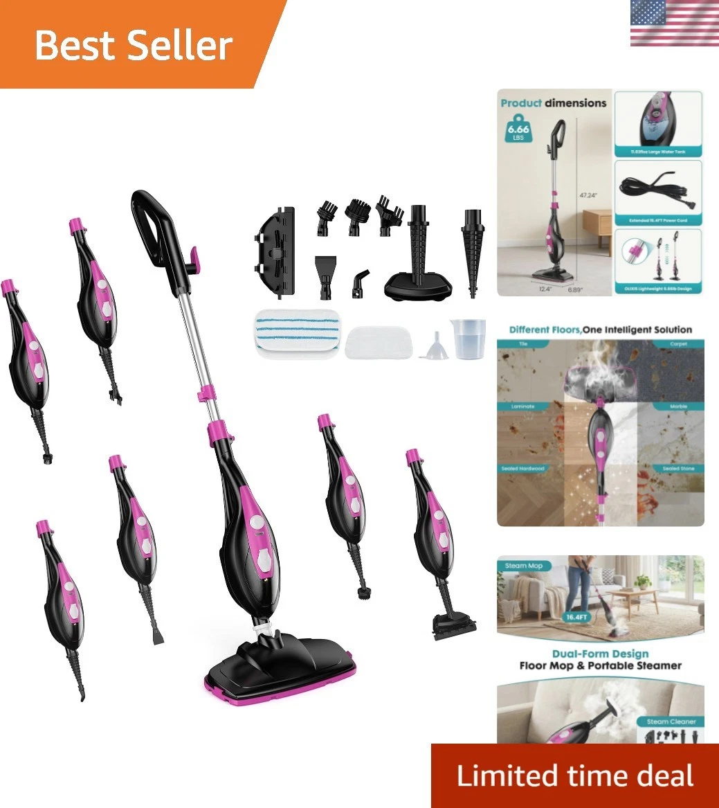 10-in-1 Multifunctional Steam Mop, 1550W Detachable Handheld Steam Cleaner, 1...