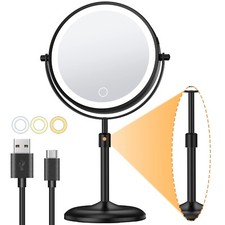 Gospire 7" Lighted Makeup Mirror with Magnification 10X/1X, Height Adjustable...