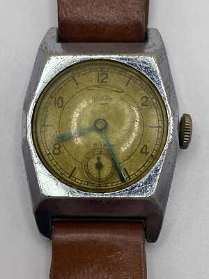 project Hajera mechanical wind broken mens watch Mainspring Tank Silver Diy