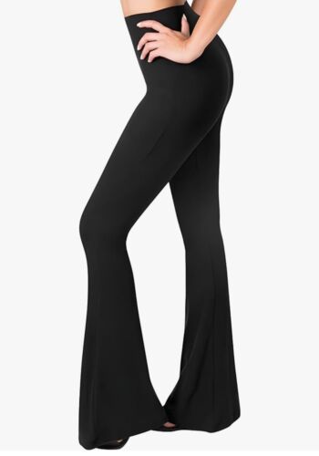 SATINA Flare Leggings Black High Waisted Bell Bottom Yoga Pants