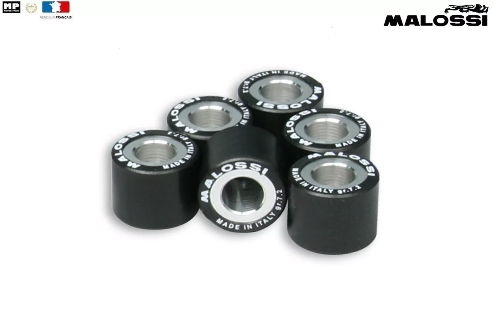 Galets Malossi 19x17 en 8.7g pour variateur de scooter Piaggio X-Evo 125 Sport
