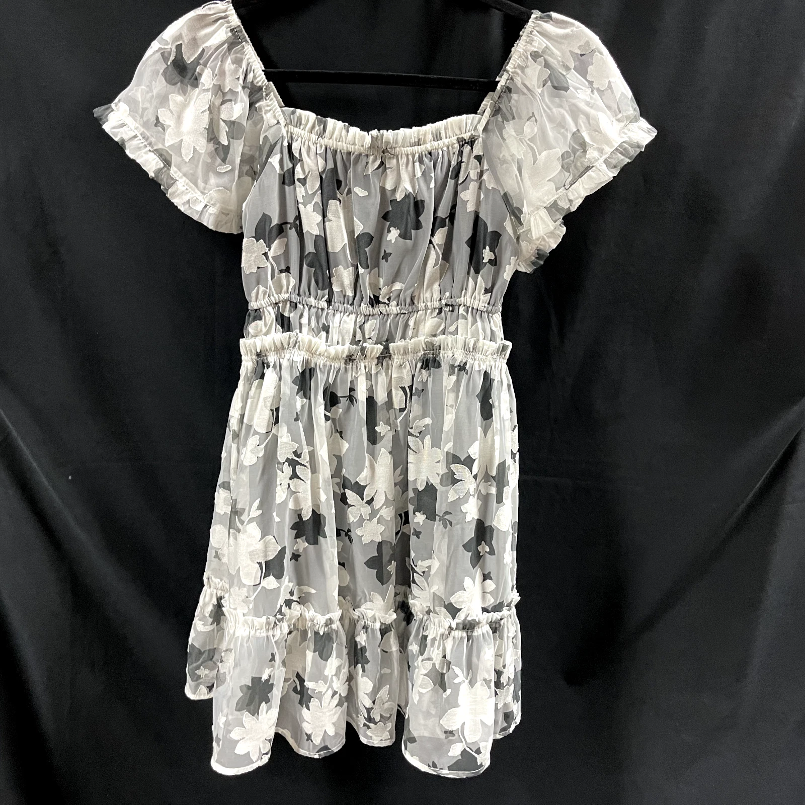 OFF WHITE Abito midi Current Air Los Angeles Ariana bianco sporco nero piccolo