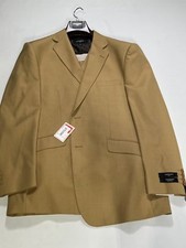 Mens Statement Italy Beige Wool Three Piece Suit Size 42R NEW