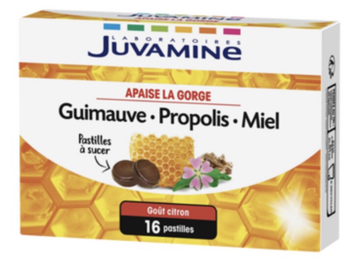 Pastilles gorge Juvamine adoucissantes au miel guimauve boîte de 24 unités