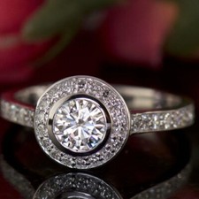 2 Ct Round Lab-Created Diamond Women Engagement Fancy Ring 14K White Gold Plated