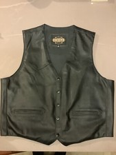 Guide Gear Black Leather Vest Conceal Carry Western Biker Medium