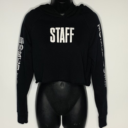 JUSTIN BIEBER scopo World Tour RITAGLIATA Felpa Con Cappuccio Taglia Media  Nera | eBay