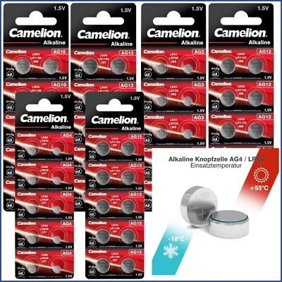 CAMELION Knopfzellen AG1 AG3 AG4 AG10 AG11 AG12 AG13 LR43 LR44 LR54 LR58 LR66 ✅ MHD 2029