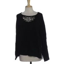 NY Collection Womens XL Pull Over Rhinestone Knit Sweater Chic Top Long Sleeve