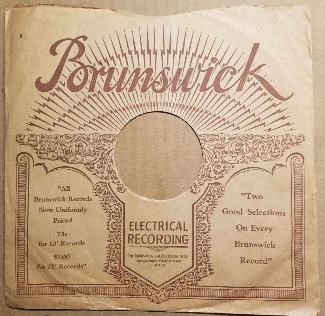78RPM 10" Brunswick (late 1920's) Original Record Sleeve, see photos