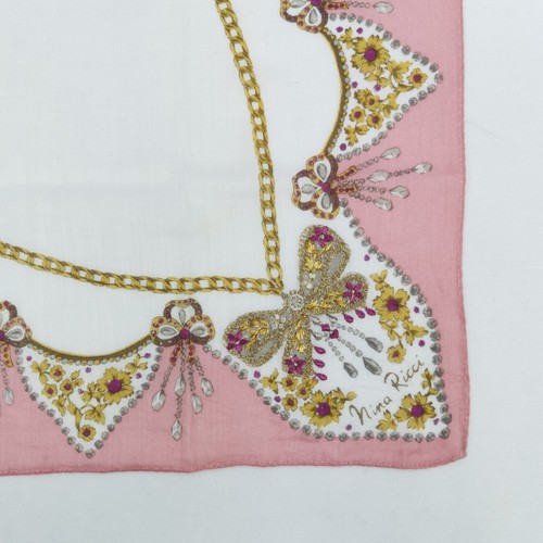 Vintage 90s Nina Ricci Handkerchief Neckerchief Butterfly Bandana Scarf 17x17 - Picture 3 of 4