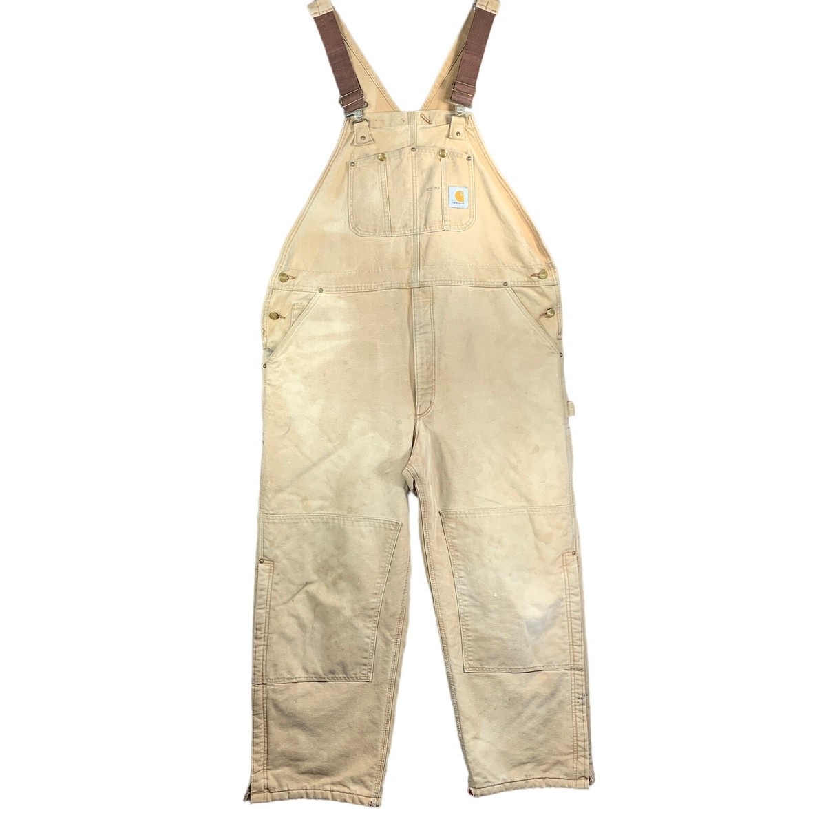Carhartt Carpenter Brown Denim Bib Overalls Mens 40x30 Insulated