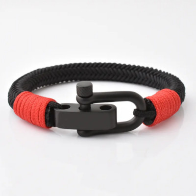 London Craftwork Paracord Armband Verstellbar Unisex 19-21cm Schwarz Rot