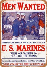 METAL SIGN - 1914 Men Wanted for U.S. Marines - Vintage Look Reproduction