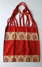 Purse - Handbag - Handmade Bohemian Style - Red with Embroidered Detail