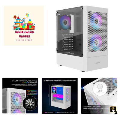 White RGB Gaming Case with Panoramic Tempered Glass & Airflow Design