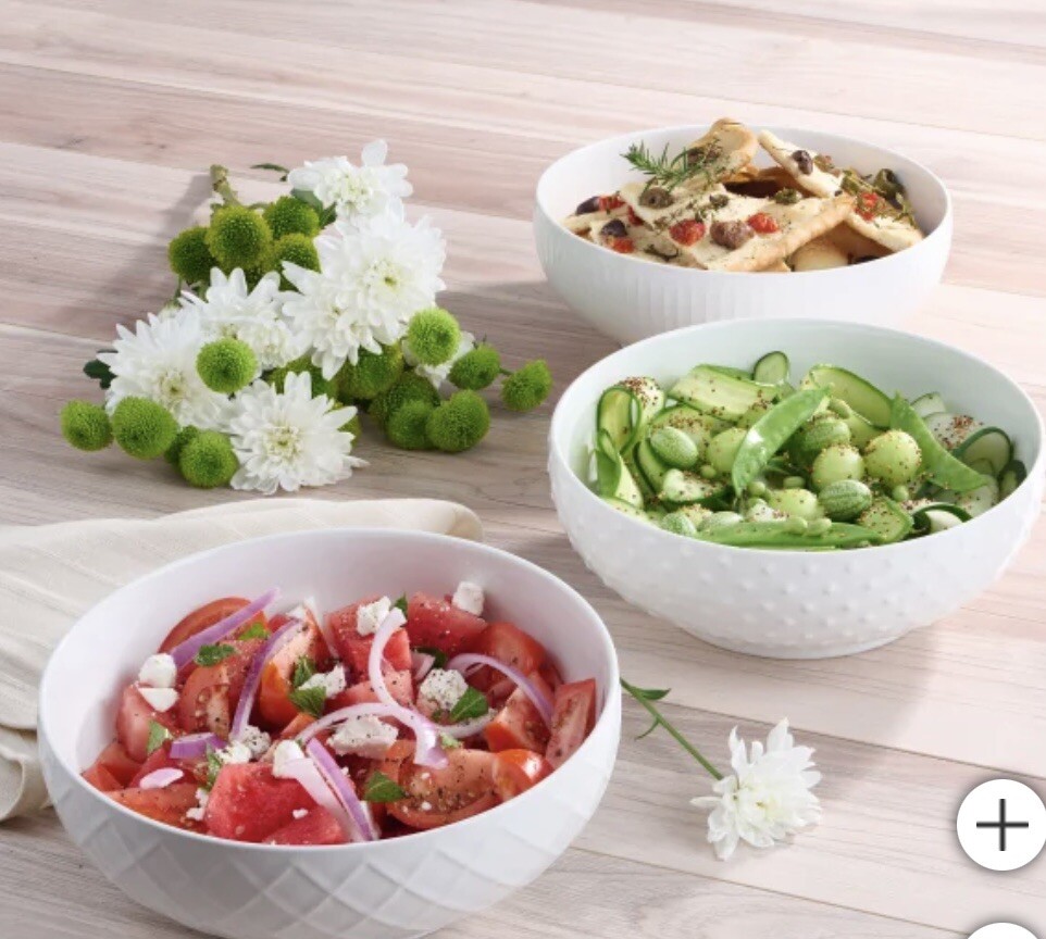 Trudeau, Pc Porcelain Serving Bowls Geometric Pattern