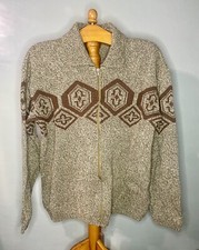 Vintage Submariner Virgin Wool Zippered Sweater Brown Argyle Unisex XX XL