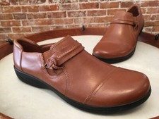 Clarks Tan Brown Leather Cheyn Madi Slip On Comfort Shoes 6 New