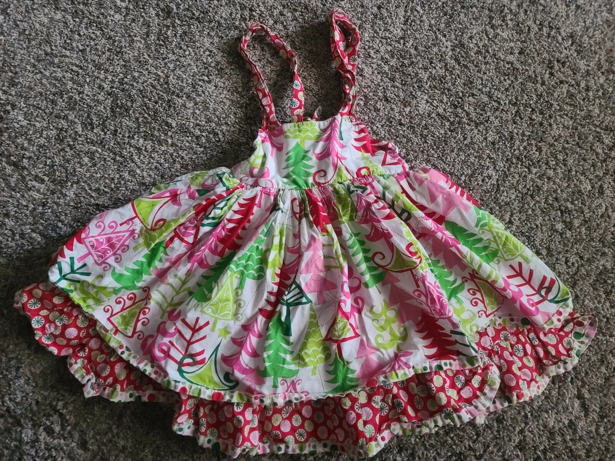 jelly the pug christmas tree dress Jelly The Pug Christmas Tree Dress Girls Size 2 Smocked Layered Flowy