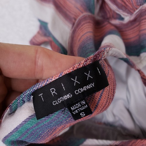 Trixxi Romper Striped Flutter Sleeve Boho Tie Back Small Multicolor Farmhouse - Picture 9 of 10
