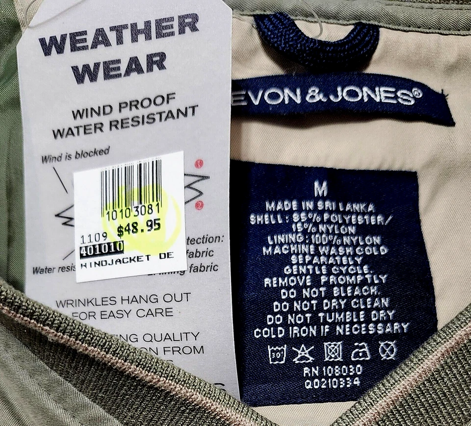 NWT's! WIND-BREAKER ~ Pull-Over Long-Sleeve V-Neck ~ Olive Medium By Devon/Jones - Image 3 of 4