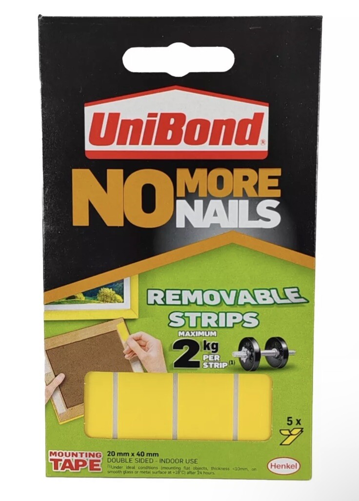 UniBond Removable Strips No More Nails Picture Hanging Tape Sticky Adhesive Glue - Image 3