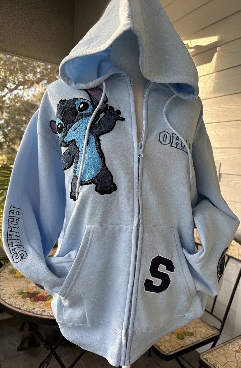 Disney Stitch Hoodie XXL Zip Licensed Ohana Embroidered