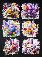 Beautiful DIE CUT CARD TOPPERS Flower Arrangements Rose Daisy Poppy Cardmaking