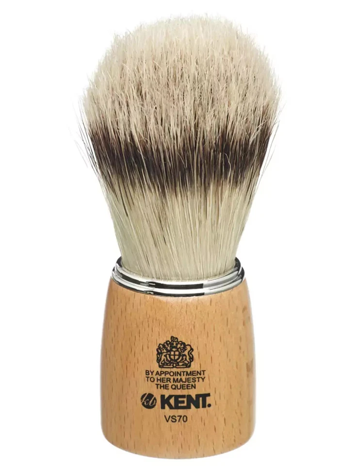 KENT BRUSHES Kent VS70 Large Shaving Brush Natural Bristle Mens Shave Brush 110mm Length