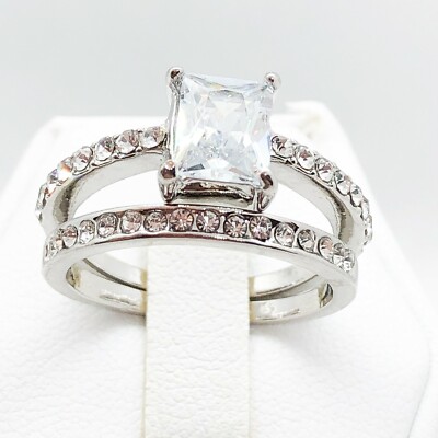 R057 Women Fashion Jewelry White Gold Plated Engagement