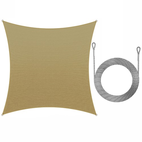ColourTree Sun Shade Sail Rectangle with Stainless Steel Metal Wire Cable Ropes - Picture 39 of 41