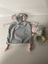 Dan Dee Security Baby Lovey Blanket Grey Elephant Rattle Knotted  Wrist Rattle