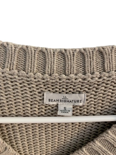 LL Bean Signature Pullover Fisherman Cable Knit Sweater Beige/Tan Women's Small - Picture 6 of 13